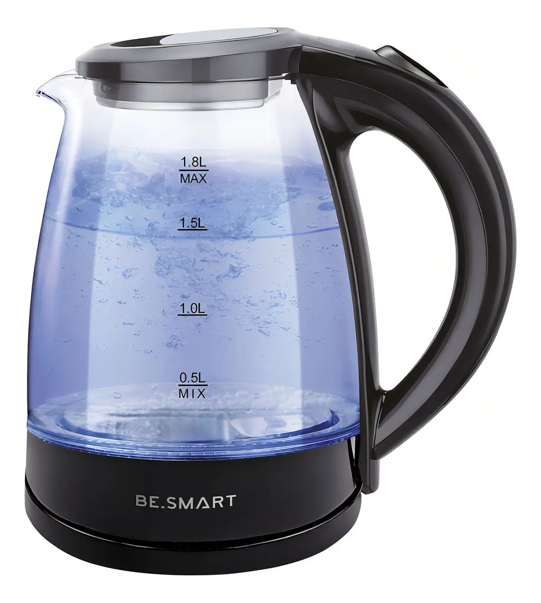 Chaleira Elétrica BeSmart Vidro 1,8L Preta Base Rotativa